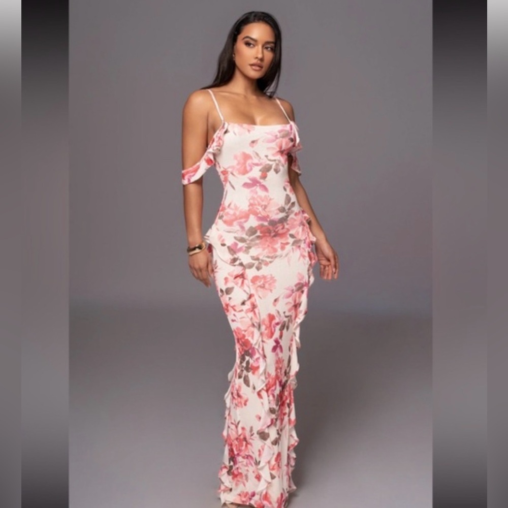 JLUXLABEL Pink and Cream Floral Dress